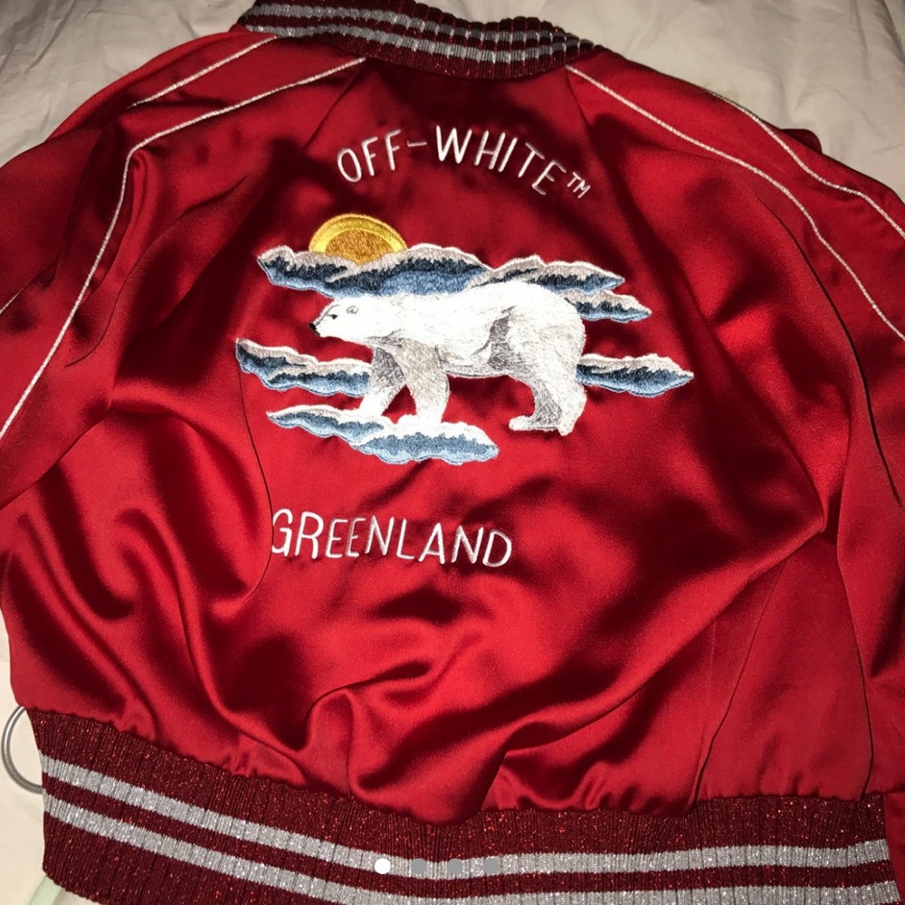 OFF-WHITE RED SATIN JACKET “GREENLAND”